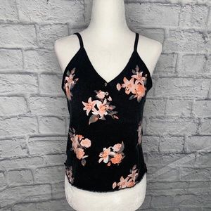 ⭐️ Black and Pink Floral V-neck Tank Top